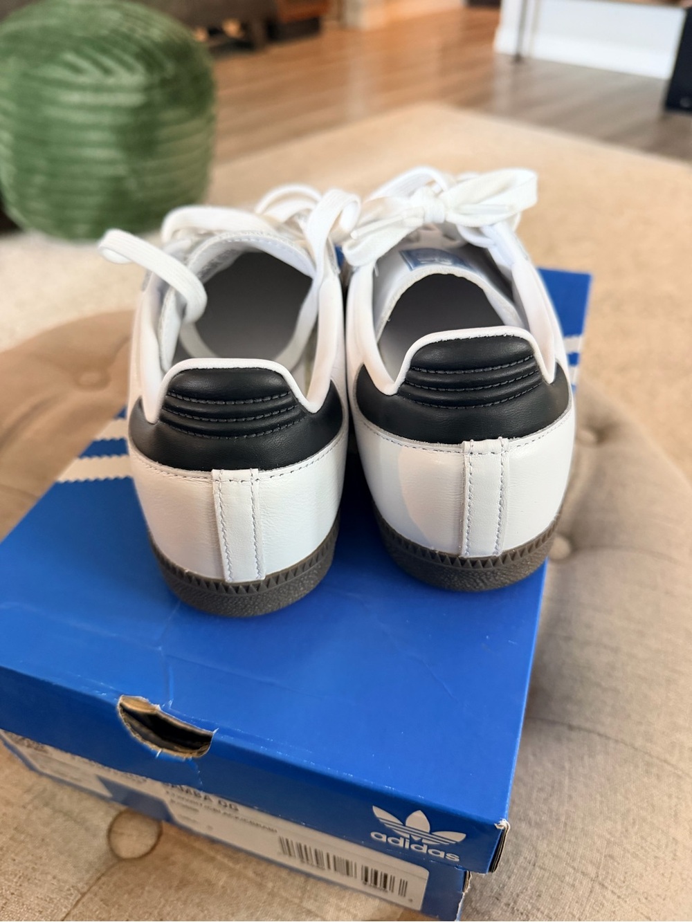 adidas Samba Leather Sneakers in White, Black, Gray - Picture 2 of 4